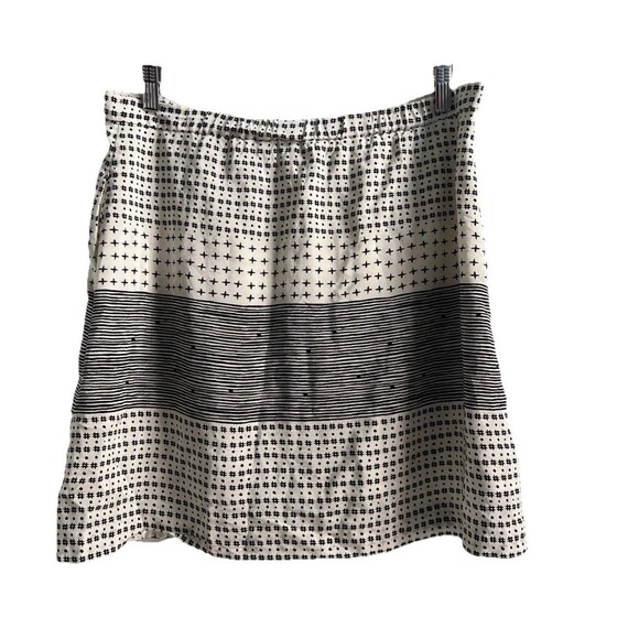 Madewell Silk Skirt Black White Hashtag Stripe Faux Wrap Tulip Mini Size Medium - Picture 5 of 9